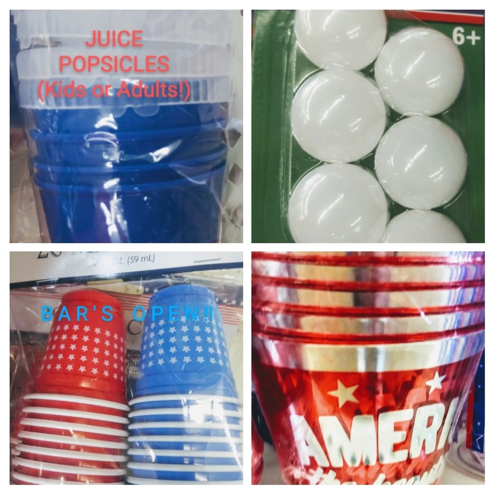 USA PARTY cups, shots, popsicle molds, ping pong